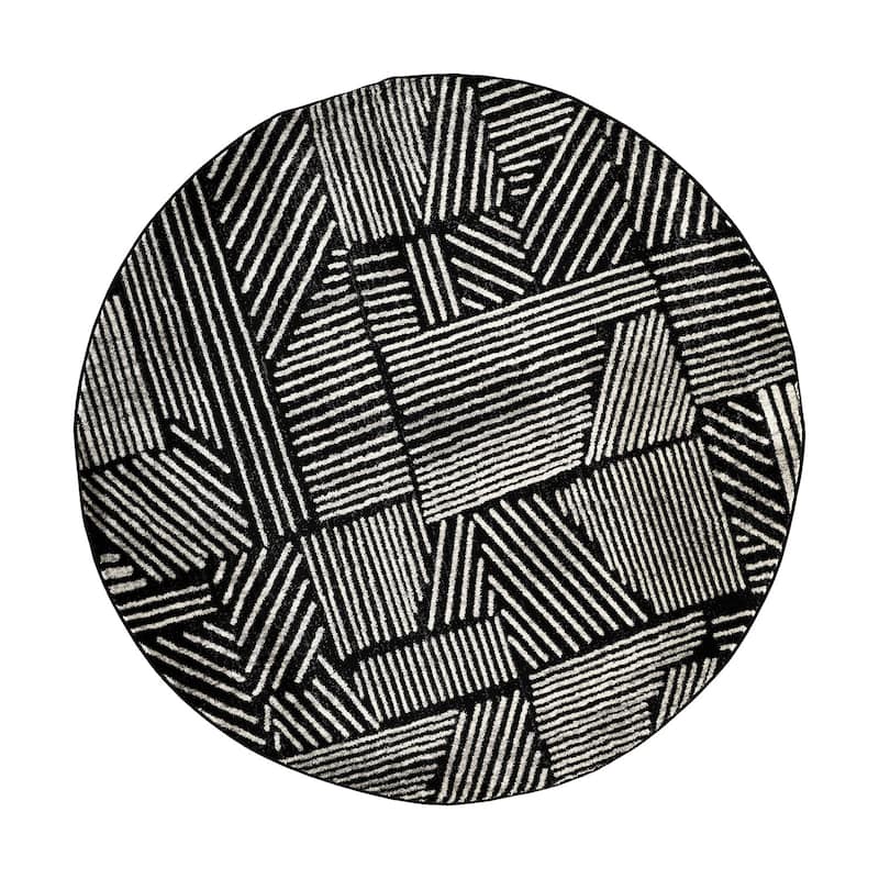 World Rug Gallery Contemporary Boho Stripes Black Area Rug