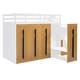 preview thumbnail 9 of 35, Contemporary Design Twin Loft Bed with Two-Tone Storage Stairs and Large Pull-Out Wardrobes, Smooth Sliding Mechanism, White