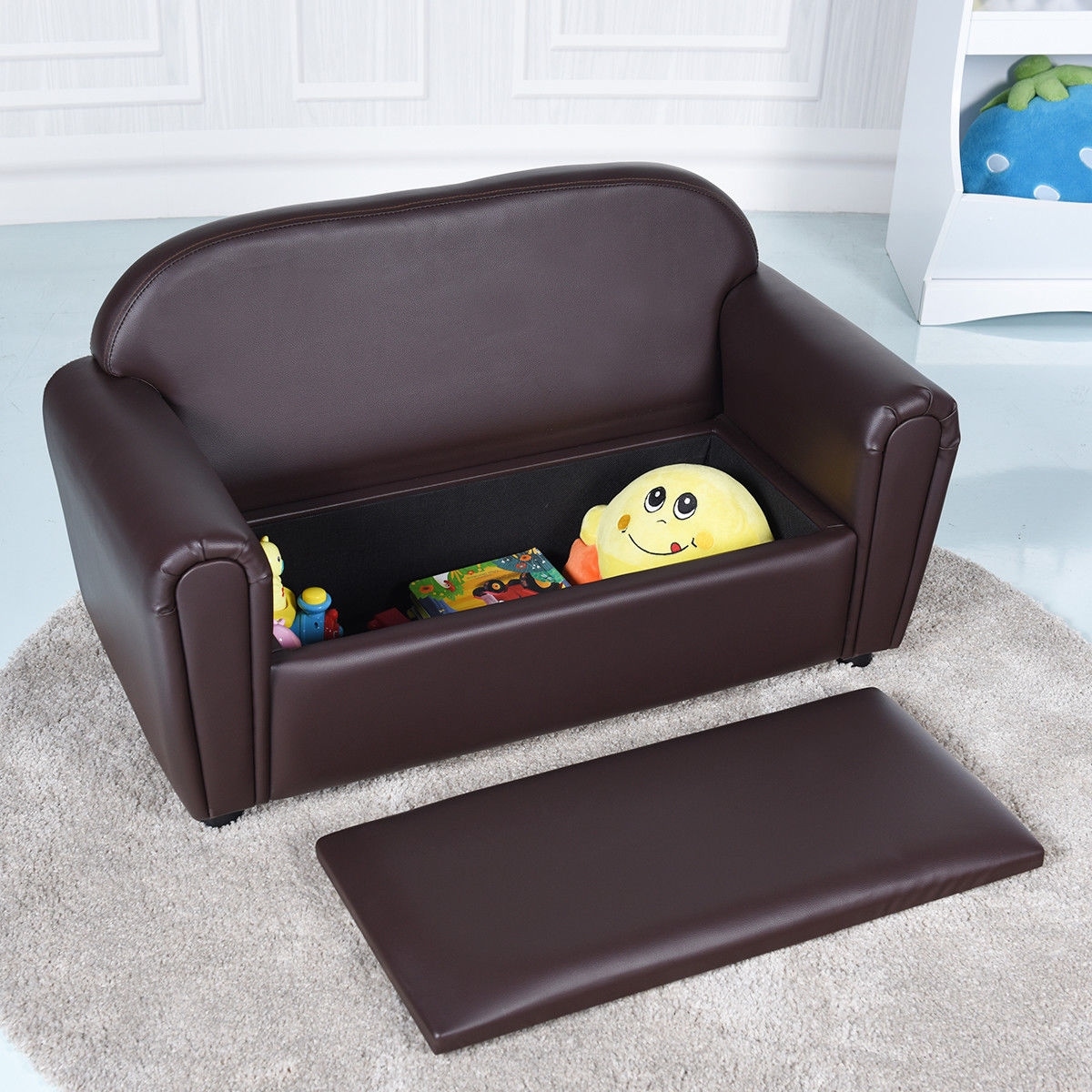 Gymax Kids Sofa Armrest Chair Lounge Couch Wood Construction Sofa Armrest Chair Lounge Couch