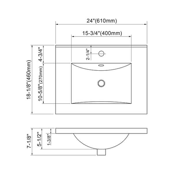 dimension image slide 12 of 13, Dowell 18" FTB Ceramic Single Bathroom Vanity Basin