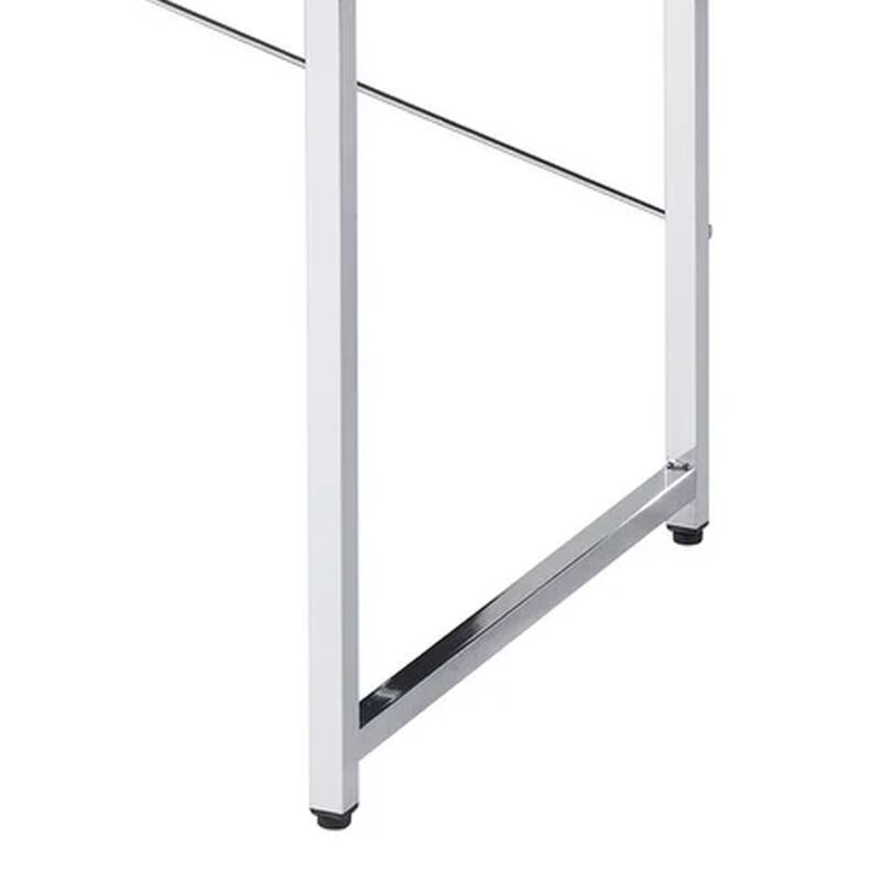 Mayo 47 Inch Rectangular Desk Console Table, Crossed Bars, Black, Chrome