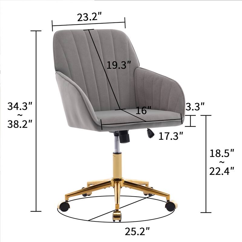 Comfortable Vanity Chair Visitor Chair with Lumbar Support, Gray Ergonomic Swivel Chair Computer Chair with Backrest