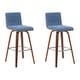 preview thumbnail 65 of 120, Skara Swivel Bar Stool, Upholstered Bar Height Chair with Bentwood Frame Set of 2 - Vintage Blue Faux Leather & Walnut