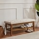 preview thumbnail 2 of 14, Entryway Shoe Bench Storage Bench Fabric Solid Wood, 43-inch Upholstered Bench for Living Room, Bedrooms