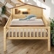 preview thumbnail 2 of 10, Twin Wood Bed with LED & Storage, House-Shaped Headboard