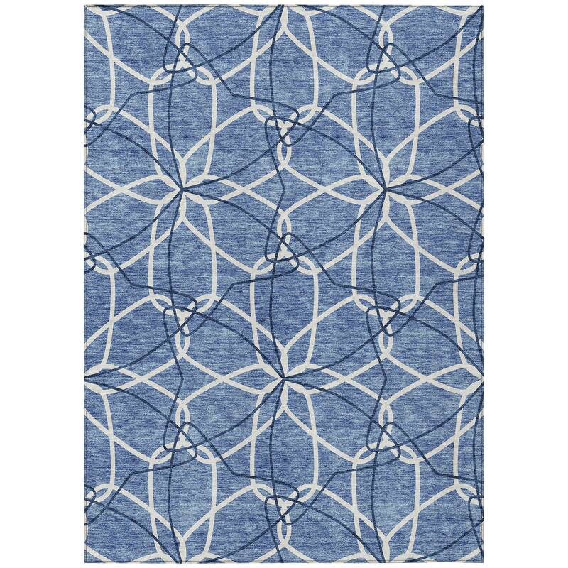 Machine Washable Indoor/ Outdoor Abstract Prism Chantille Rug