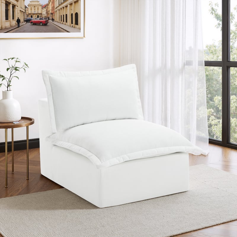 Comfy Cloud Couch Plush Modular Sectional Sofa For Living Room - Beige/Armless chair - Reversible