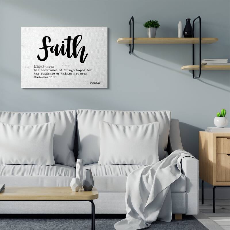 Stupell Faith Definition Religious Black And White Word Design Canvas Wall Art - 30 x 40