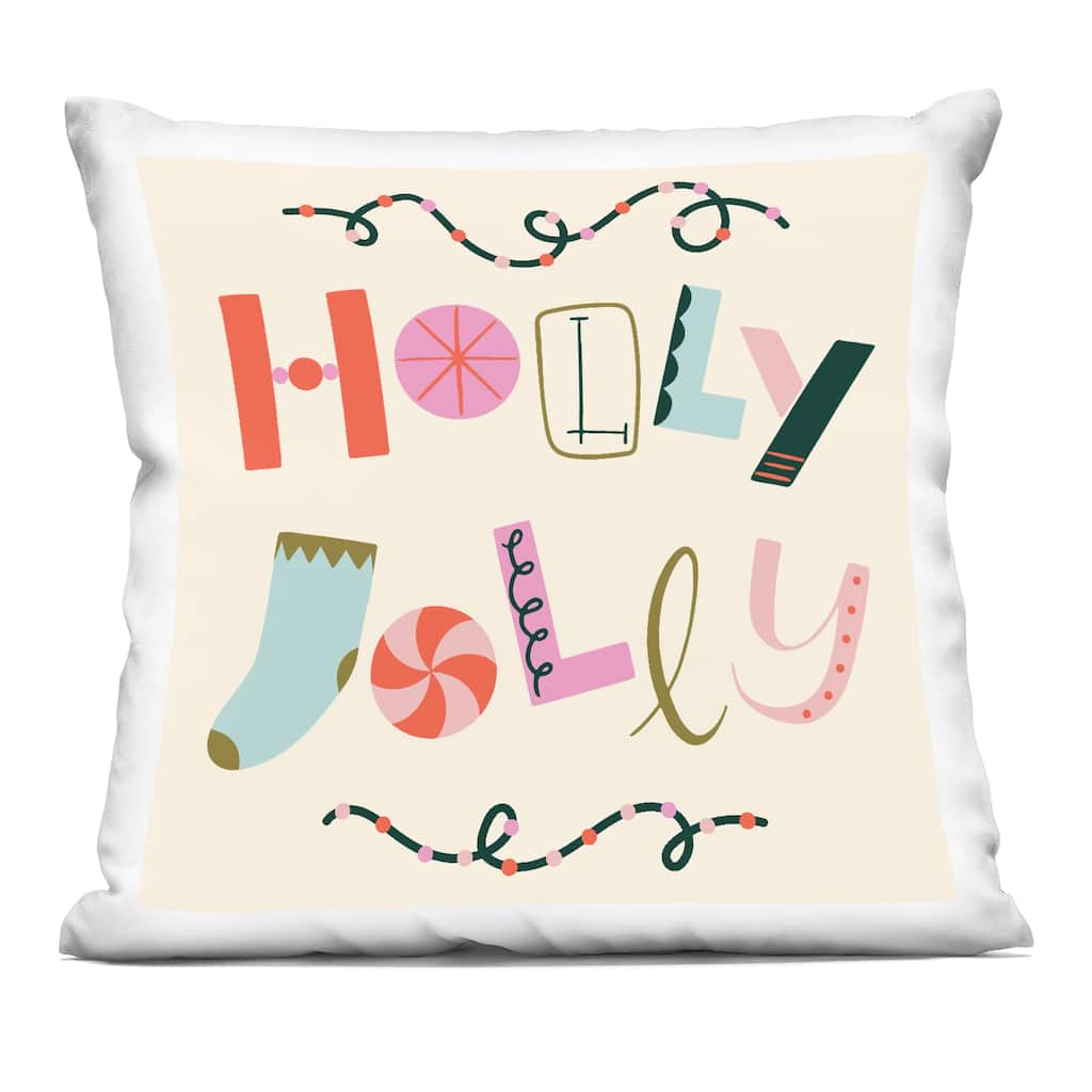 Stupell Holly Jolly Eclectic Holiday Decorative Printed Throw Pillow Design by Sazerelli Designs