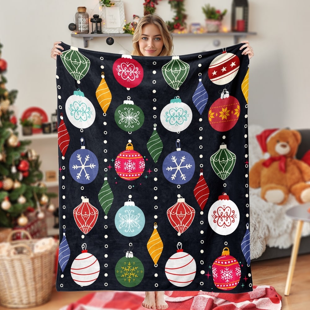 Christmas Throw Blanket Holiday Xmas Gift Fleece Blanket