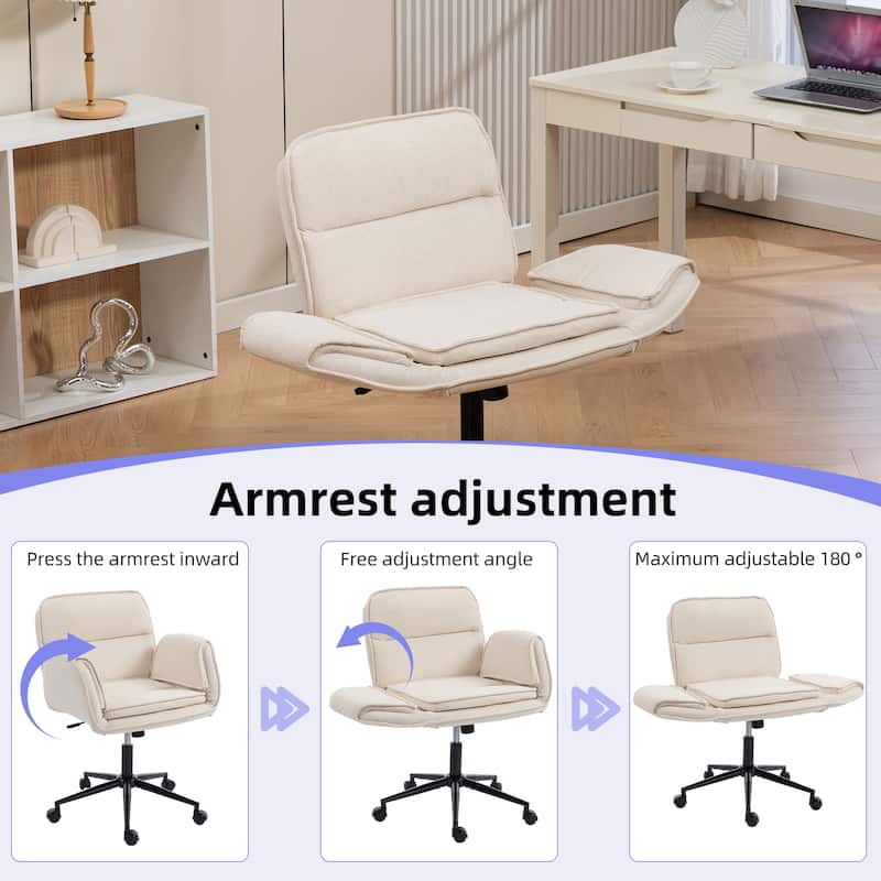 Criss Cross Chair with 5-Gear Adjustable Armrests & Wheels, Ergonomic Thickened Backrest Swivel Desk Chair for Home Office