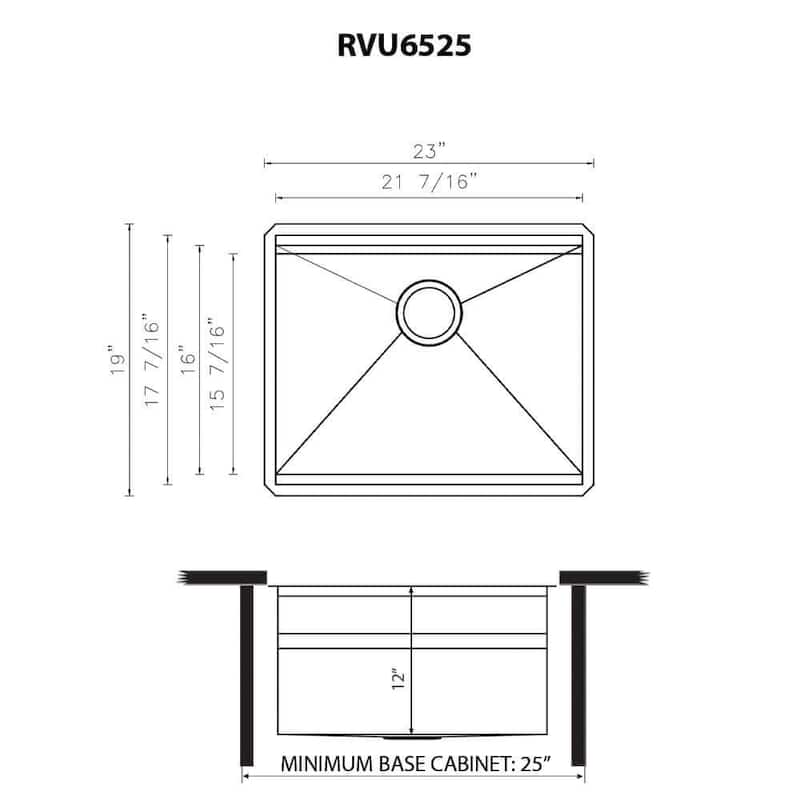 Ruvati 23 x 19 x 12 inch Deep Laundry Workstation Sink Undermount Stainless Steel - RVU6525