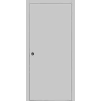 Sliding French Pocket Door 18 x 80 inches | Planum 0010 Matte Grey | Kit Trims Rail Hardware