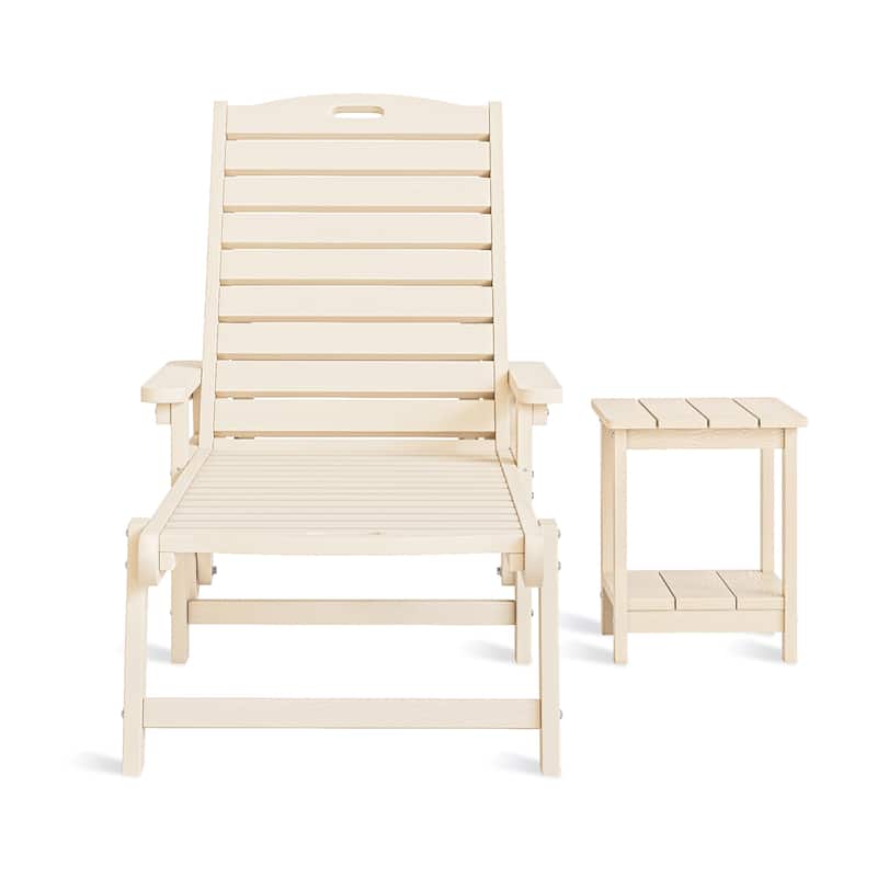 HDPS All Weather Outdoor Chaise Lounge With Side Table (2-piece Set)