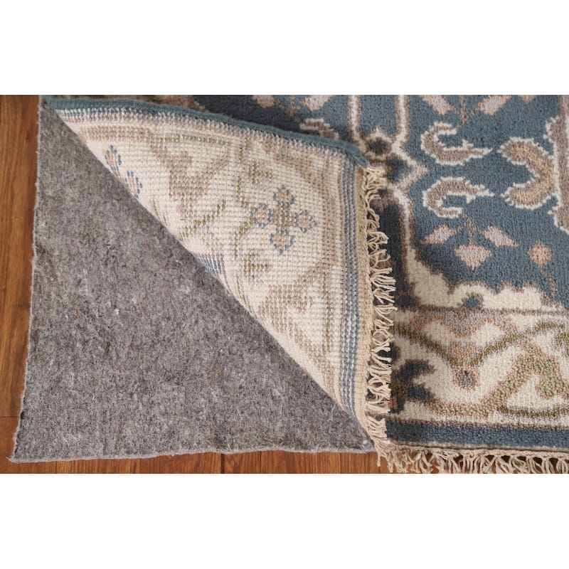 Blue Oushak Oriental Runner Rug Handmade Wool Carpet - 2'6"x 11'10"