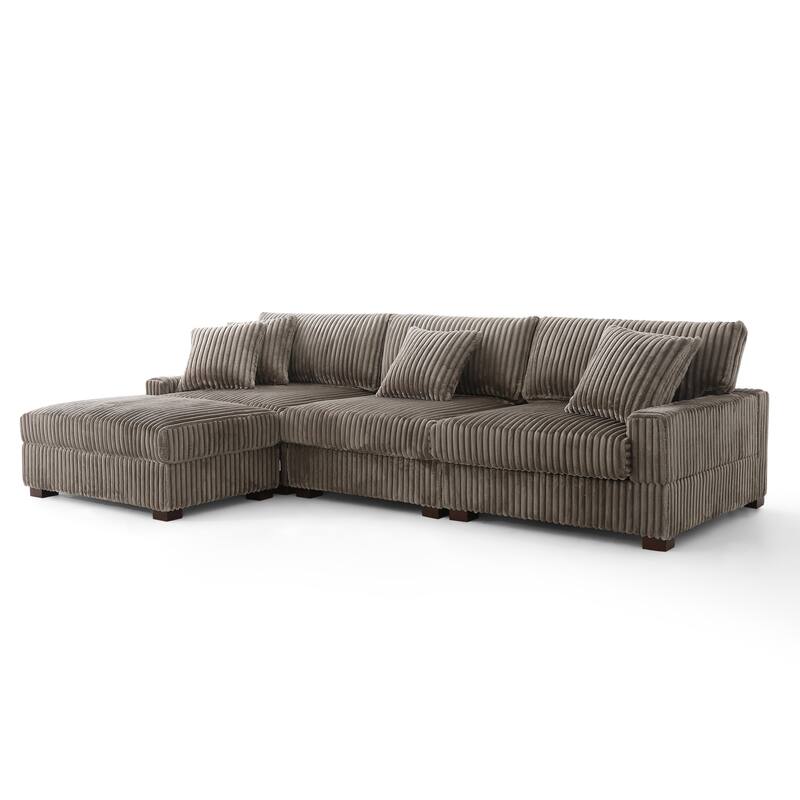 Modular Sectional Sofa Set with Adjustable Headrests and Ottomans