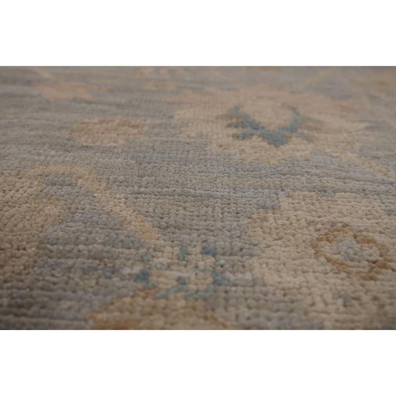 Vegetable Dye Oushak Turkish Runner Rug Handmade Floral Wool Carpet - 3'1"x 11'6"