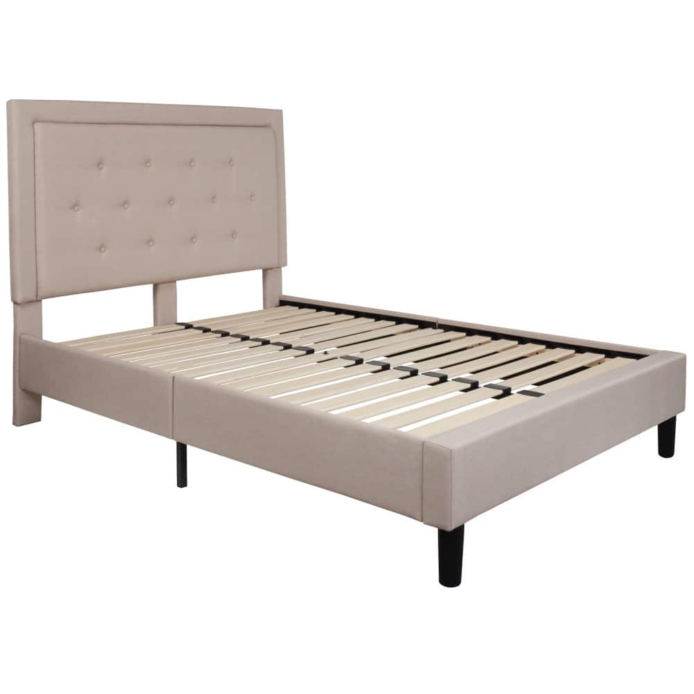 Panel Tufted Upholstered Platform Bed