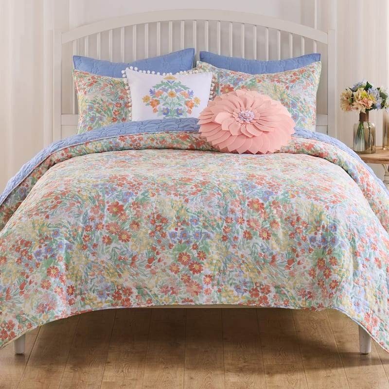 Greenland Home Fashions Alice Modern Floral Quilt Set