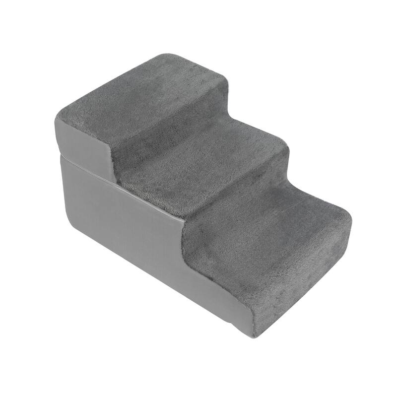 Adeco 3-Tier Dog Stairs Soft Foldable Dog Ramp with Removable Cover