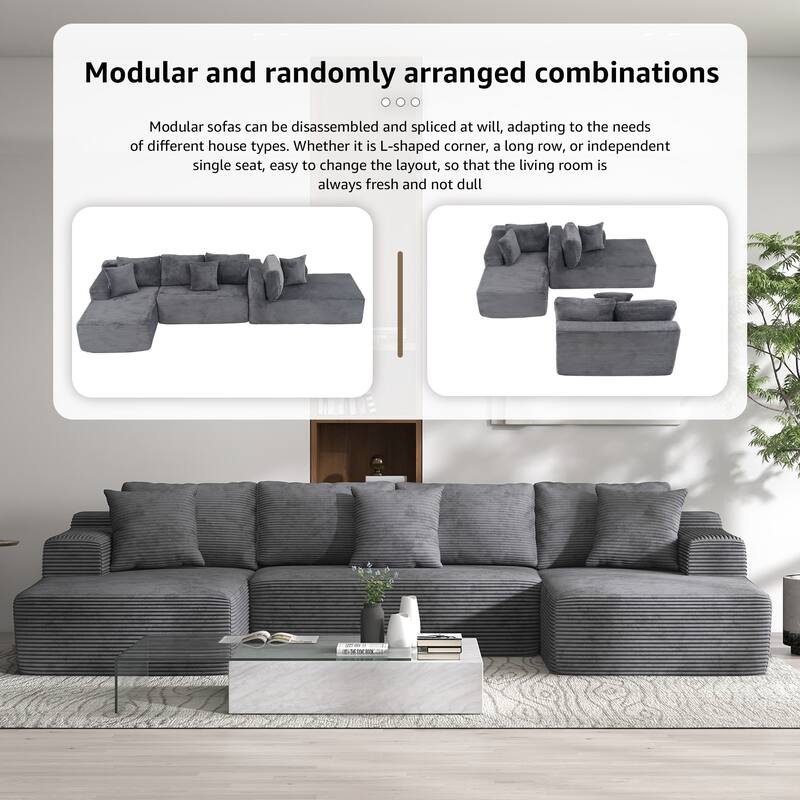 Oversized U-Shaped Sofa Modular Removable Applicable Living Room Furniture Set