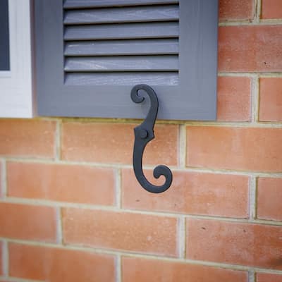 Black Shutter Dog Holders 6.5" L S Style Aluminium Shutter Tieback Hardware (Set of 4) Renovators Supply