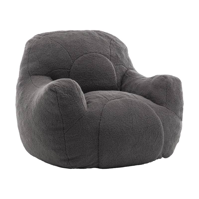 Teddy Tufted Bean Bag Chair with Memory Foam Filler, Lazy Sofa with Armrests, Adults Floor Sofa for Apartment Living Room