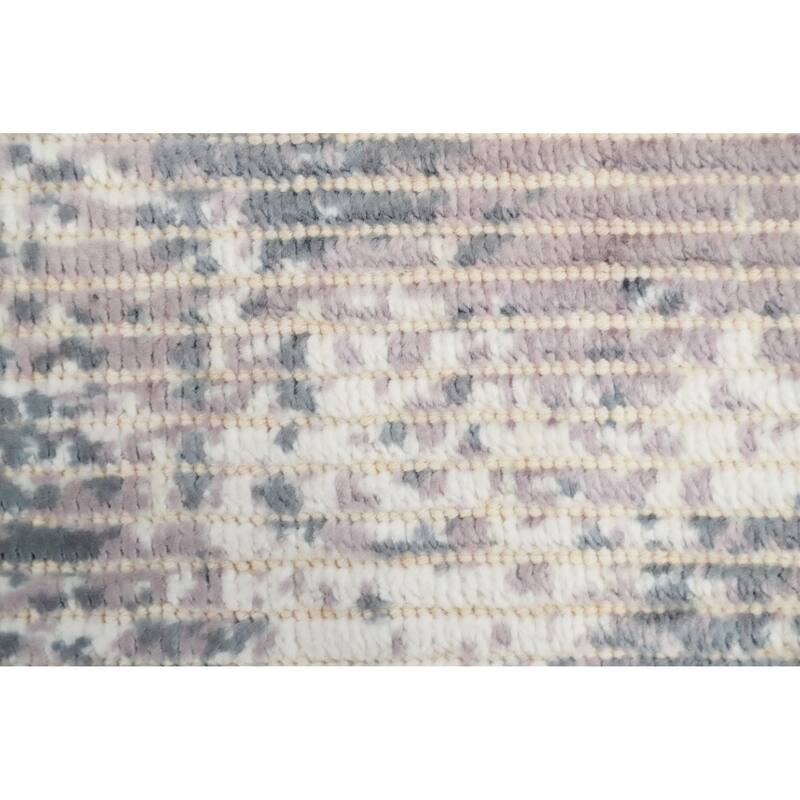 Hand Knotted Oriental Viscose Silk Carpet Modern Abstract Greys & Charcoal Abstract Area Rug - 4' 0'' X 2' 0''