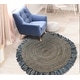 preview thumbnail 15 of 13, LR Home Organic Jute Braided Area Rug, Denim Blue and Natural 3'6" Round
