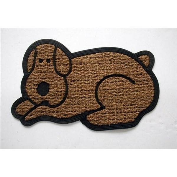 Geo Crafts G115 DOG 18 x 30 in. PanamaTuffcor Rubber Back Animal Shaped Flat Weave Doormat
