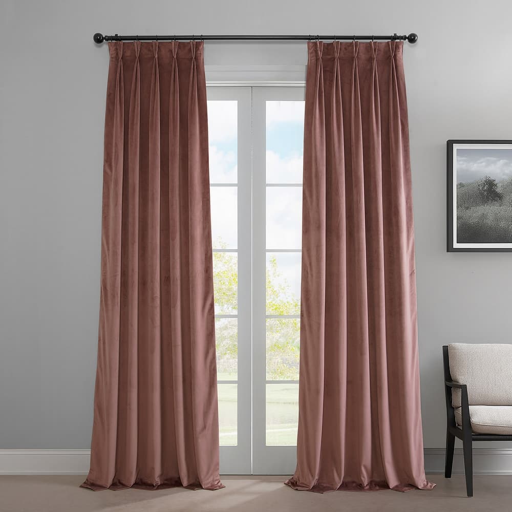 Exclusive Fabrics French Pleat Heritage Plush Velvet Room Darkening Curtains For Bedroom & Living Room Curtains (1 Panel)