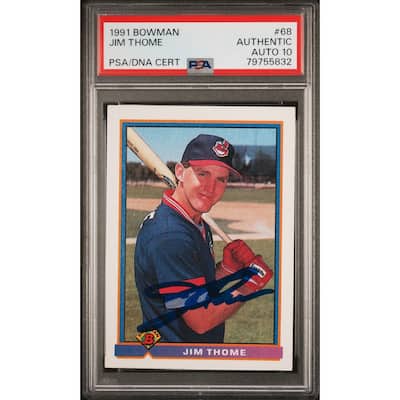Jim Thome 1991 Bowman Signed Rookie Card #68 Auto Graded PSA 10 79755832 - 8'6" x 11'6"