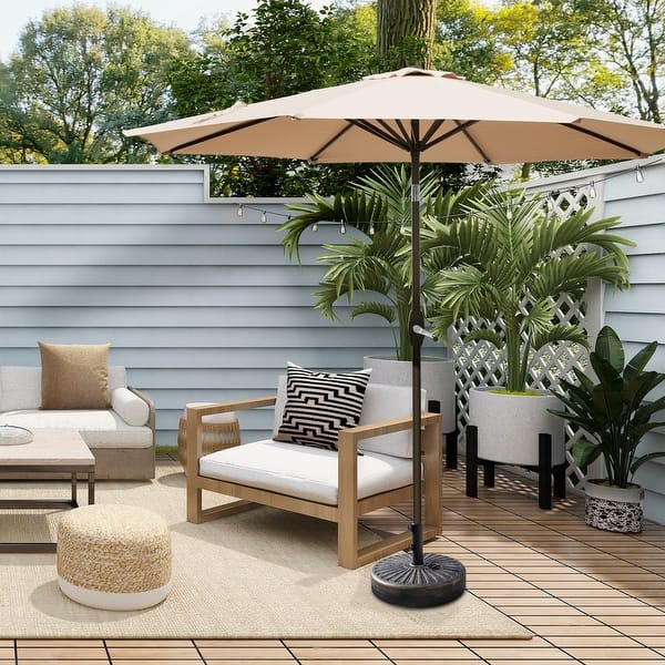 slide 2 of 71, Lopes 9-foot Patio Umbrella with Bronze Finish Base Weight Stand Included Beige