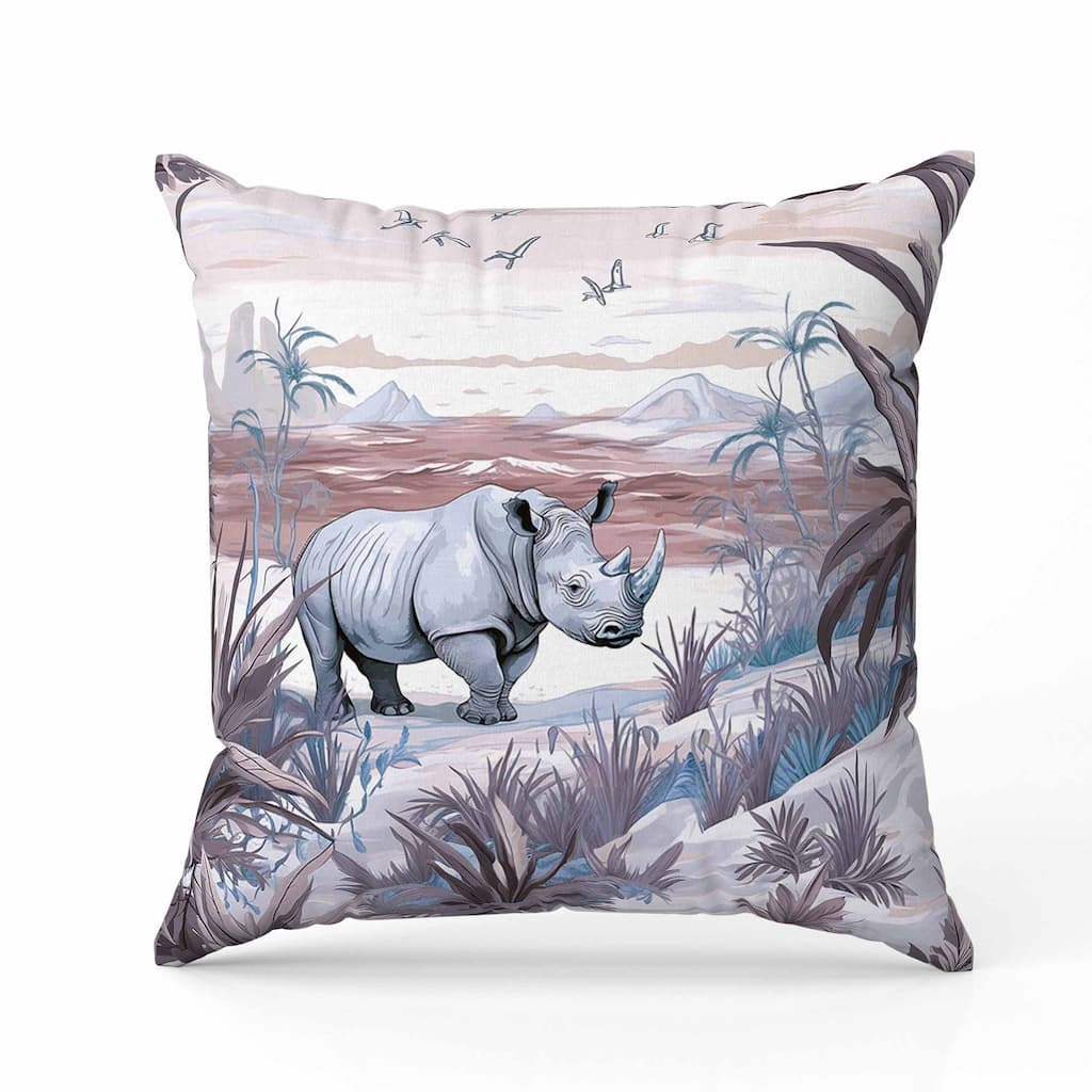 Coastal Rhino Indoor/Outdoor Reversible Throw Pillow Blue and Lavender