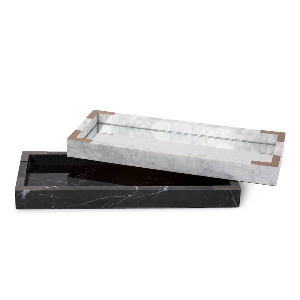 Allan Andrews Mirrored Marble Tray with Brushed Brass Accents - N/A