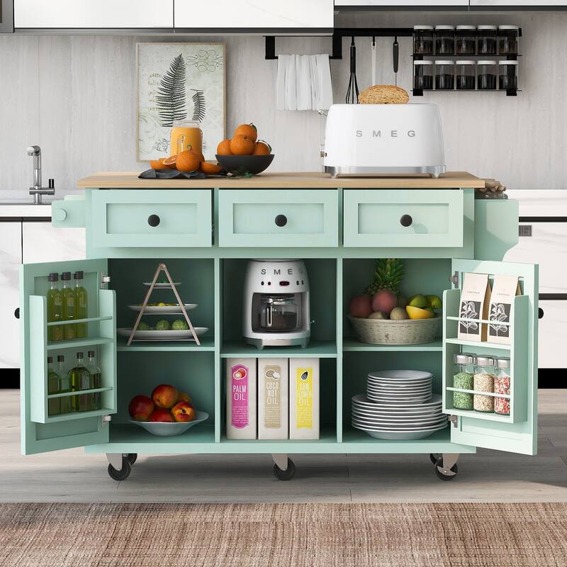 Chichoice Kitchen Islands & Carts with Storage on Wheels, Rolling Kitchen Island Cart with Drop Leaf Countertop