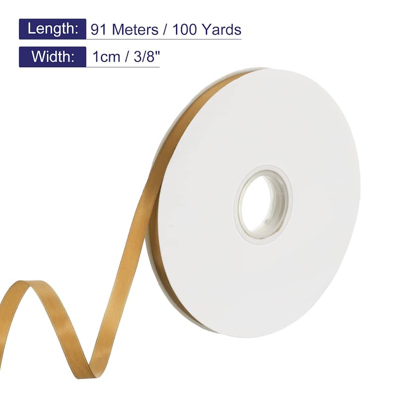 Satin Ribbon, 3/8 Inch x 100 Yards Double Face Polyester Satin Ribbon - Champagne