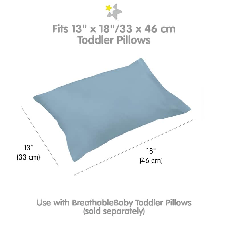 BreathableBaby Cotton Percale Pillowcase, For 13" x 18"/33 x 46 cm Toddler Pillow, Solids (2-Pack)