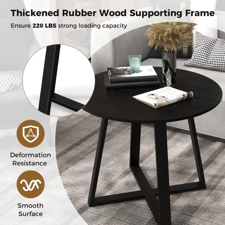 Modern 36” Round Kitchen Table with Black Wood Finish and Pedestal Support Perfect Seats 4 People - 36" x 36” x 30" (L x W x H)