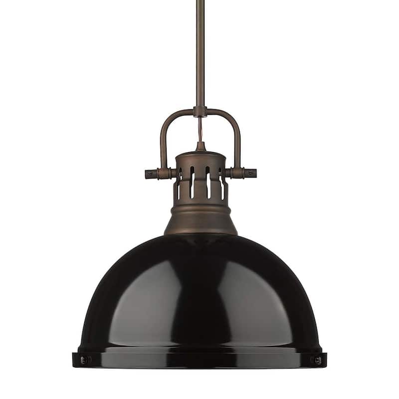 Golden Lighting 3604-L RBZ Duncan 14" Wide Pendant - Rubbed Bronze / Black