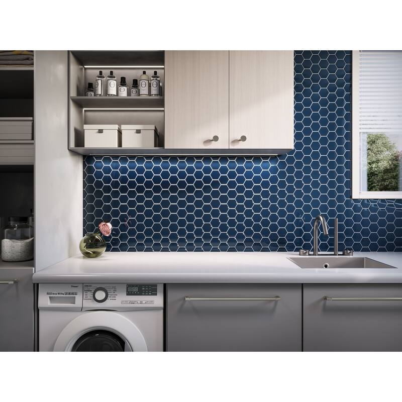 3" Beehive 10.25 in. x 11.75 in. Hexagon Glass Mesh-Mounted Mosaic Tile