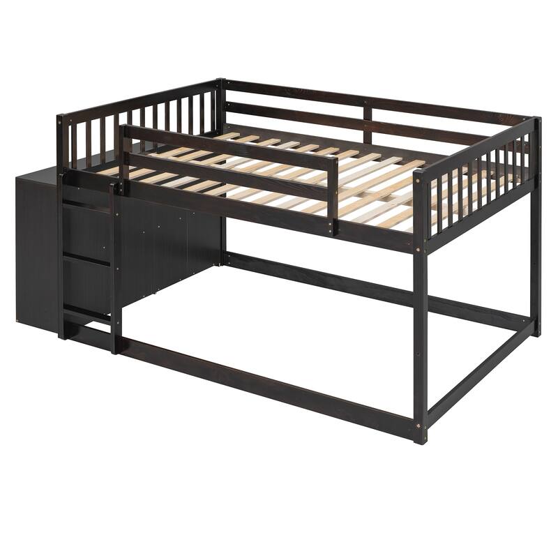 Space-Saving Full Bunk Bed with 4 Drawers, 3 Shelves, and Sturdy Ladder
