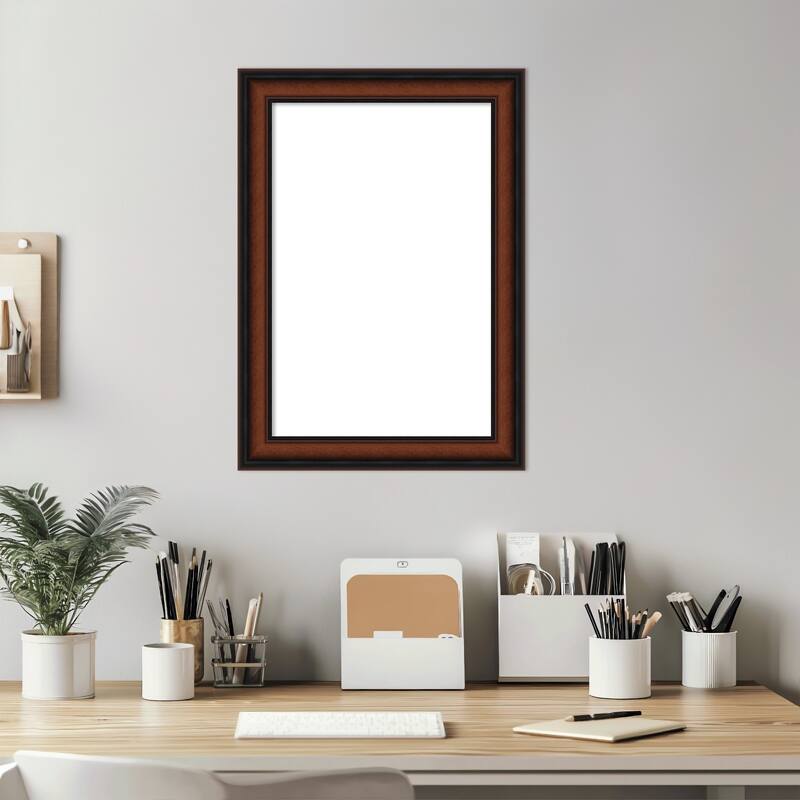 Amanti Art Cyprus Walnut Narrow Framed Dry Erase Magnetic Board