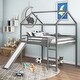 preview thumbnail 10 of 16, Stylish Full Loft Bed with Slide and Ladder, Solid Pine Wood Frame, Modern Design Gray