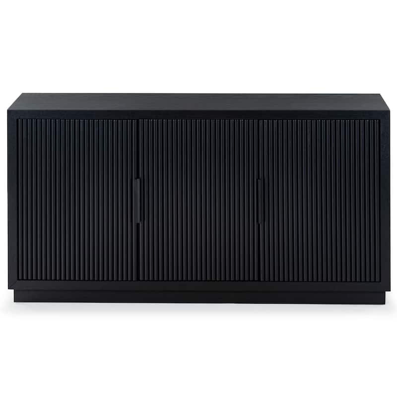 SAFAVIEH Couture Shelbie 3-Door Reeded Sideboard - 60"W x 18"D x 32"H - Black/Black