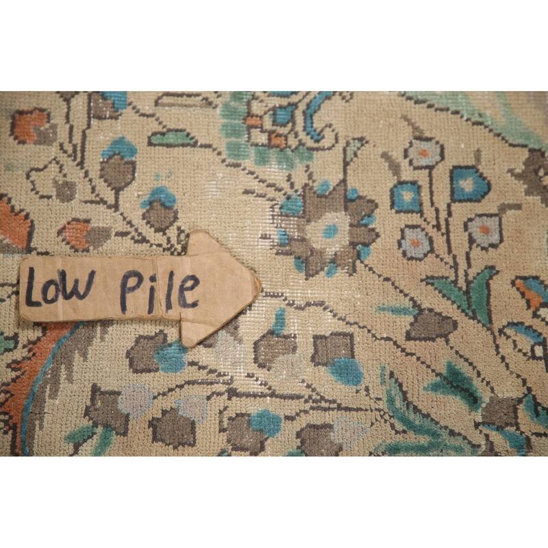 Hand Knotted Oriental 100% Wool Carpet Traditional Floral Beige & Ivories Tabriz Area Rug - 12' 8'' X 9' 8''