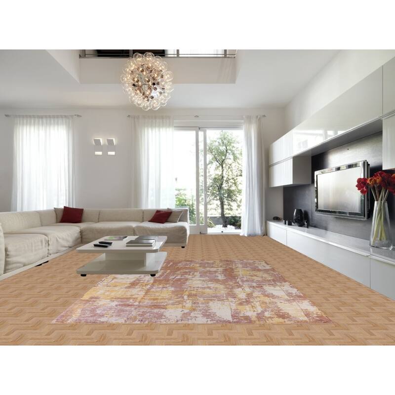 All-Over Contemporary Abstract Area Rug Hand-Knotted Wool Carpet - 9'0" X 12'0"