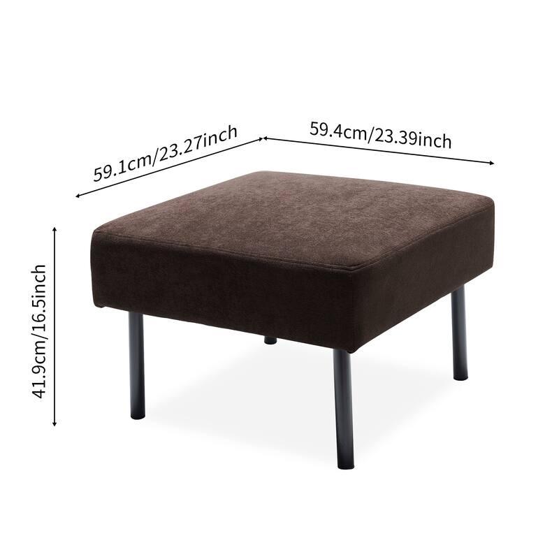 L-Shaped 2 Seater Sofa with Ottoman, Modern Polyester Fabric Loveseat Sofa, Comfy Small Couches for Small Space