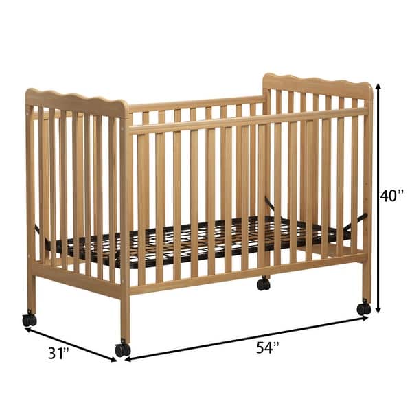 3-In-1 Convertible Crib, Made Of Sustainable Pinewood, Non-Toxic Finish, Comes With Locking Wheels