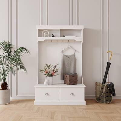 Modern Open Corner Bedroom Wardrobe with Hanging Rods and 2 Drawers
